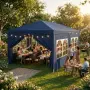 Градинска шатра 3x6 м водоустойчива - Парти палатка с 6 странични панела, прозорци и UV защита - тъм, снимка 1
