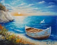 "Морски отдих" Картина 40х50см, Маслена живопис с шпакла, снимка 1