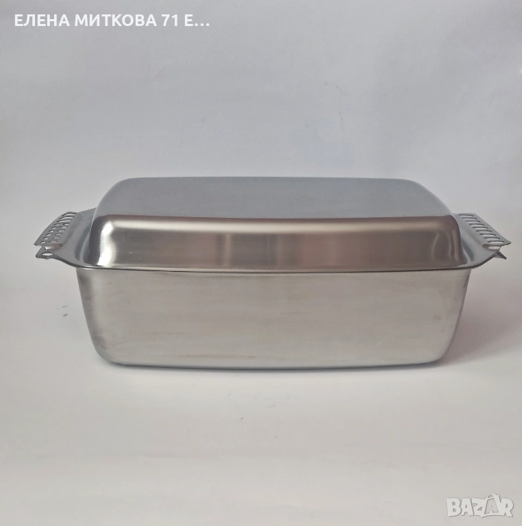 Голяма и дълбока правоъгълна стоманена тава с капак, снимка 1