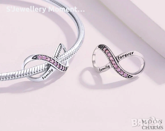 Сребърен талисман 925 Pandora Infinity "Family Forever". , снимка 2 - Гривни - 55074853