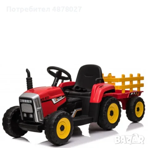 Детски акумулаторен трактор с ремарке 12V – 2x25W, MP3, Bluetooth, до 30 кг, червен, снимка 6 - Електрически играчки - 55493946