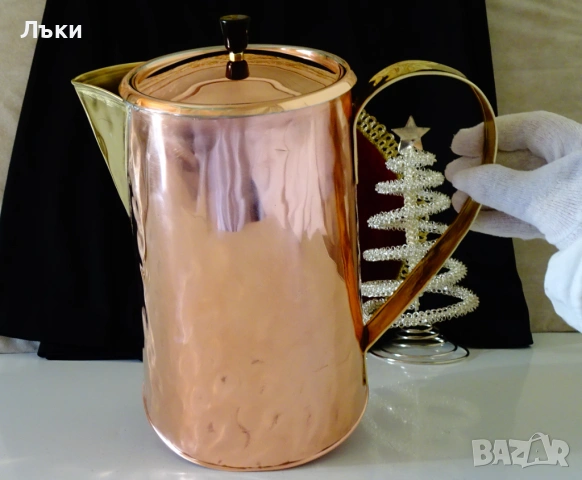 Медна кана с капак,чиста червена мед,5 л.,печат. 