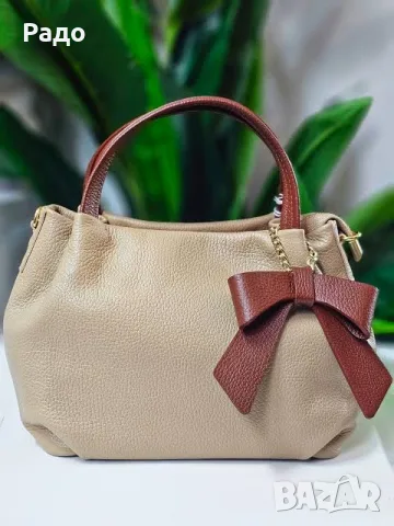Нова дамска кожена чанта Anna Pepe AP 147925 Естествена кожа MADE IN ITALY златна раница DONNA