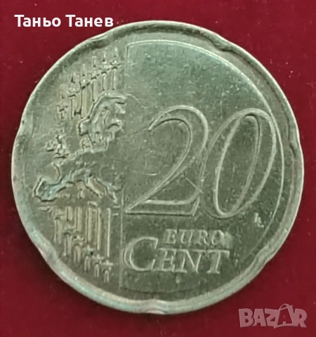 20Евро цента Малта 2008г.Със символ (F). , снимка 2 - Нумизматика и бонистика - 54034239