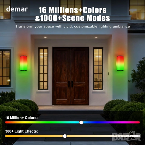Смарт външни LED аплици/стенни лампи за монтаж (RGB, Wi‑Fi + дистанционно) Govee, снимка 4 - Външни лампи - 55219347
