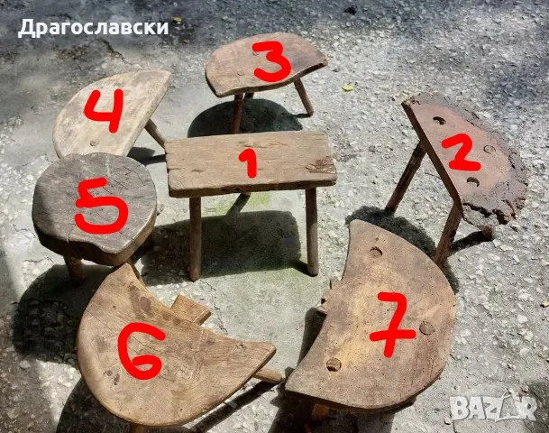 Старо детско дървено столче, стол, столче, рибарско, дървено, стари столове