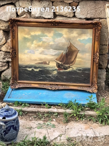 Морски пейзаж, маслена живопис, голяма картина 95 / 75 см, снимка 6 - Картини - 55192473