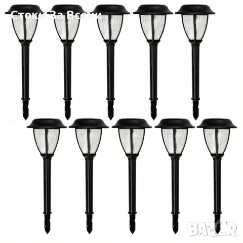 Комплект 10 соларни LED градински лампи IP44, снимка 3 - Соларни лампи - 55161147