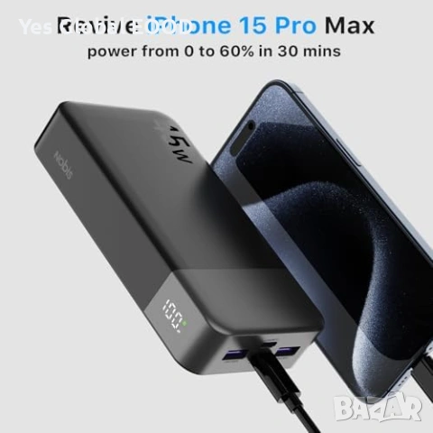 NOBIS Power Bank 20000mAh 45W Fast Charge черен, снимка 2 - Външни батерии - 55016680
