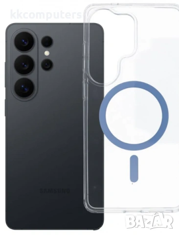 Калъф силикон с MagSafe Drop / Прозрачен-Син / за Samsung S26 Ulta + Протектор Баркод : 3134075
