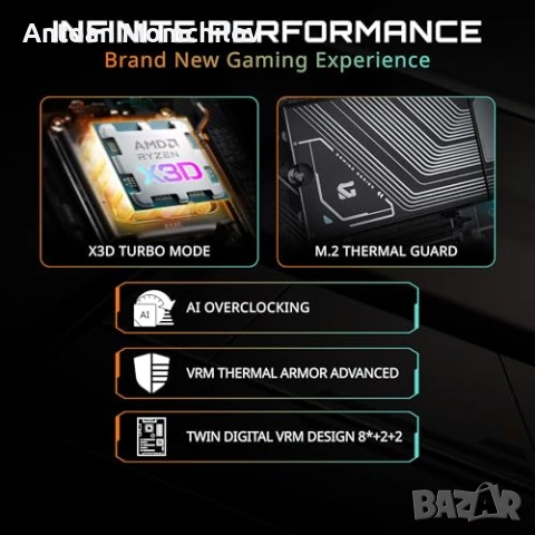 Дънна платка GIGABYTE B850M DS3H AM5 DDR5 PCIe 5 0, снимка 5 - Дънни платки - 55288562