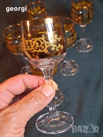 кристални чаши Bohemia с позлата, снимка 6 - Чаши - 54804017