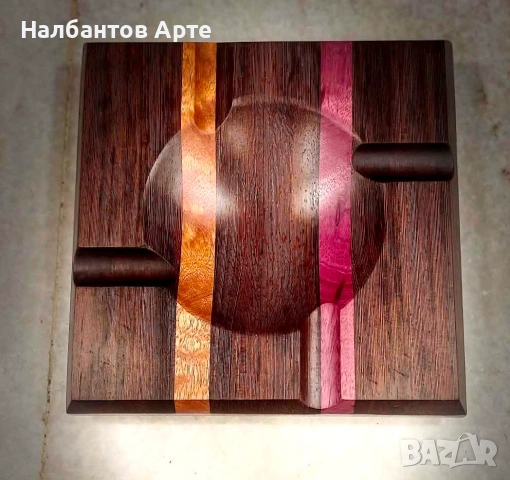 Пепелник за пури от екзотична дървесина - ръчна изработка, снимка 2 - Други - 55172689