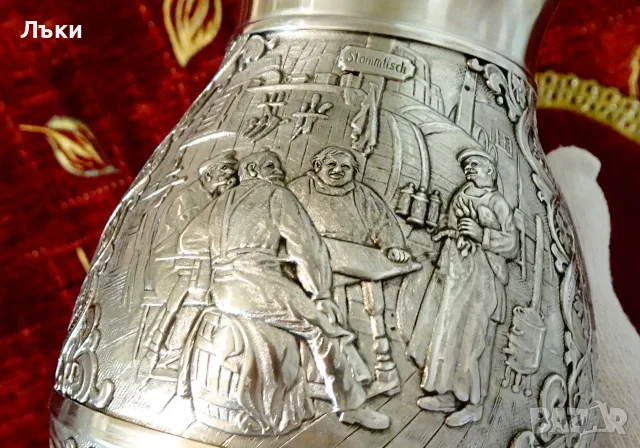 Калаена халба,кана с картини на Eduard von Grützner. , снимка 6 - Антикварни и старинни предмети - 55617022
