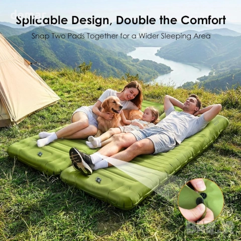 Къмпинг постелка Minthouz, ултралек надуваем къмпинг матрак с възглавница и вградена помпа, снимка 6 - Надуваеми легла - 53949643