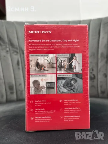 MERCUSYS MC200 Pan/Tilt Home Security Wi-Fi Camera – Full HD 1080p, снимка 3 - IP камери - 55324044