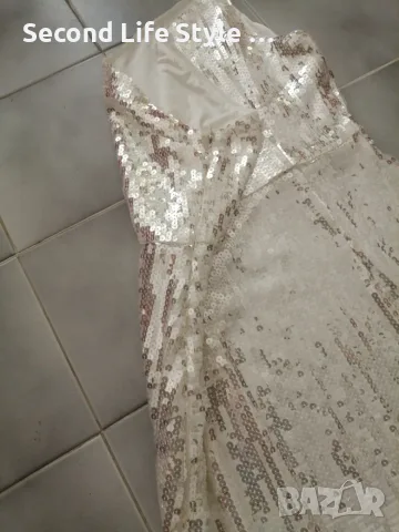 Pretty Lavish дълга блестяща рокля с пайети и едно рамо р-р M (EU 40), снимка 16 - Рокли - 55680425