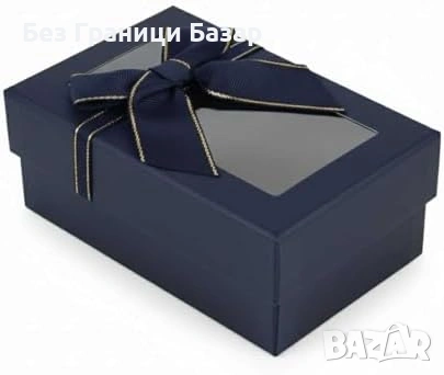 Нови луксозни 12 броя подаръчни кутии тъмносини с прозрачен капак и златна панделка, снимка 2 - Други - 54966757