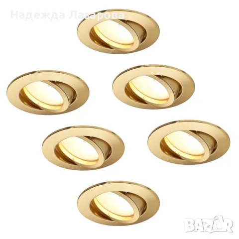 LED лунички , димируеми , въртящи 5W 230V 68 мм. , неутрално Бяло 4000 K – матов златен цвят