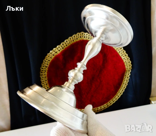 Викториански калаен свещник 370 гр. , снимка 4 - Антикварни и старинни предмети - 53977405