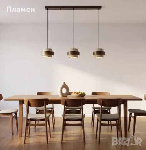 Wabi Sabi полилей с 3 висящи тела от естествен камък, снимка 4 - Лампи за таван - 55644481