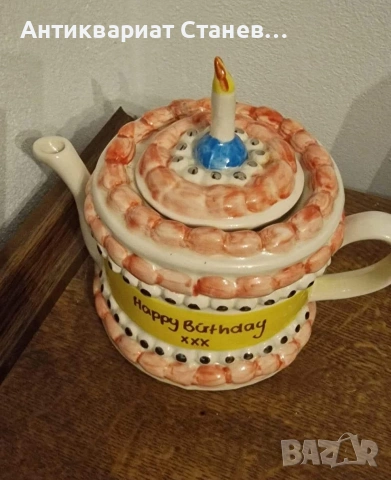 🎂🫖 ВИНТИДЖ ЧАЙНИК „HAPPY BIRTHDAY“ – ПРАЗНИК, ПРЕВЪРНАТ В ПОРЦЕЛАН! 🫖🎂 , снимка 3 - Аксесоари за кухня - 55159392
