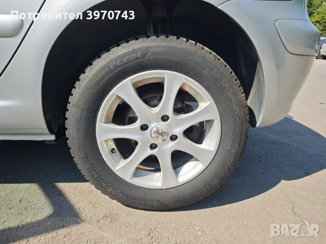 Почти нови зимни 195 65 15 с алуминиеви джанти за Пежо 307, 4х108x15, 6J. Стават и за Citroën.