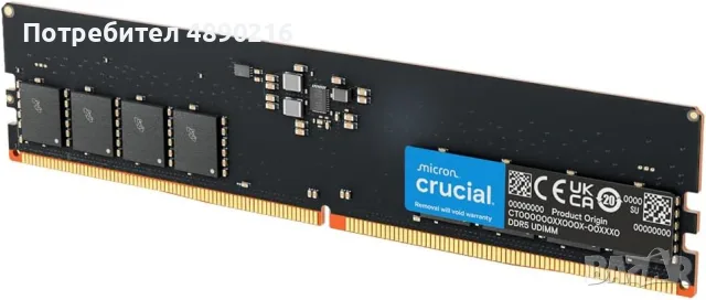 Памет DDR5 Crucial RAM Desktop 16GB 5600MHz, снимка 2 - RAM памет - 55605939