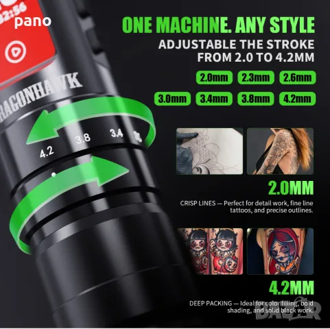 (160€) НОВО Dragonhawk A3 Pro Wireless Tattoo Pen Machine Kit, снимка 3 - Друго оборудване - 55314344