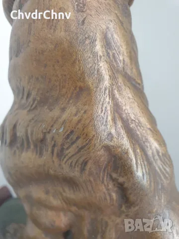35см-3кг Carvin ЦAM статуетка/стара френска скулптура/фигура на куче/немска овчарка, снимка 10 - Статуетки - 52989414