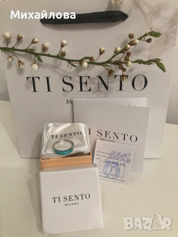 Италиански сребърен пръстен Ti Sento, размер 62, нов, снимка 3 - Пръстени - 54020594