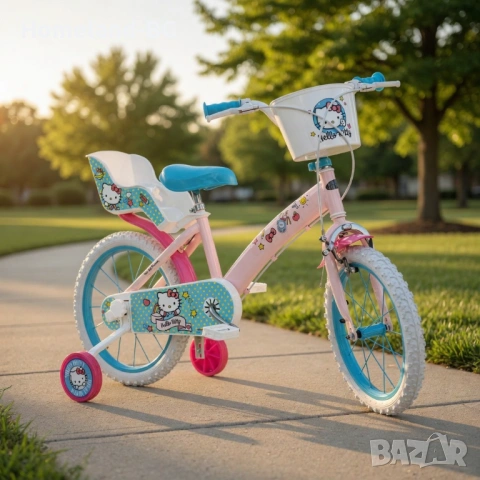 Детски велосипед Hello Kitty/ Bluey 16" с помощни колела, кошница и столче за кукли, снимка 11 - Велосипеди - 54868280