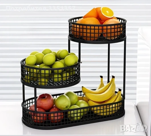 Модерен Метален Органайзер за Плодове и Зеленчуци на 3 Нива , снимка 2 - Други - 54170157