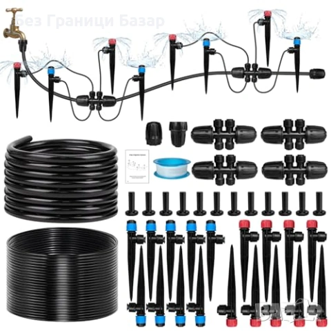 Нова Система за капково напояване 90FT за двор оранжерия саксии поливна система градина