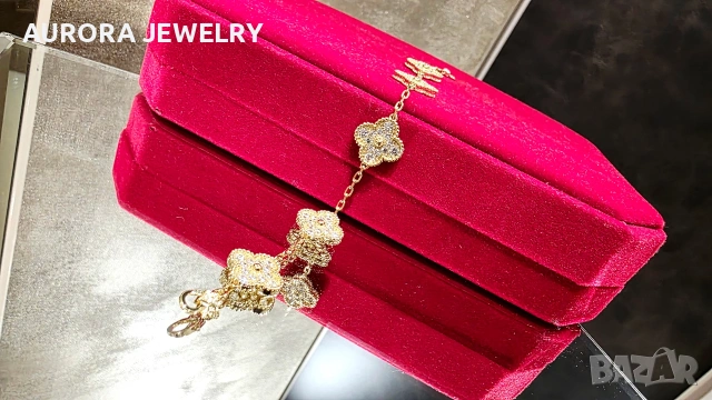 Van Cleef & Arpels VCA 5 Motifs Gold Diamonds Vintage Alhambra Дамска Гривна, снимка 5 - Гривни - 54709904