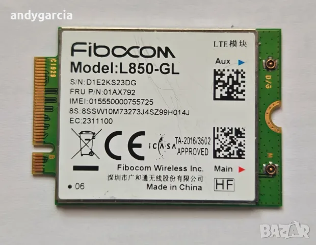 Fibocom L850-GL CAT9 WWAN 4G LTE modem за HP Zbook Lenovo ThinkPad Dell Precision, снимка 3 - Други - 50839371