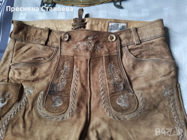 Автентични баварски кожени панталони (Lederhosen) – Alpin и Wild & Wald, Естествена кожа, снимка 11 - Къси панталони - 54640058