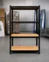 Стелаж за съхранение, Метален, MDF, 4 нива, 70 х 30 х 150 см, снимка 8