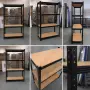 Стелаж за съхранение, Метален, MDF, 4 нива, 70 х 30 х 150 см, снимка 9