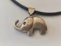 Сребърен медальон 925 слон с кожена верижка, снимка 4