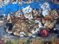 Стар плюшен ковьор с котета, снимка 5