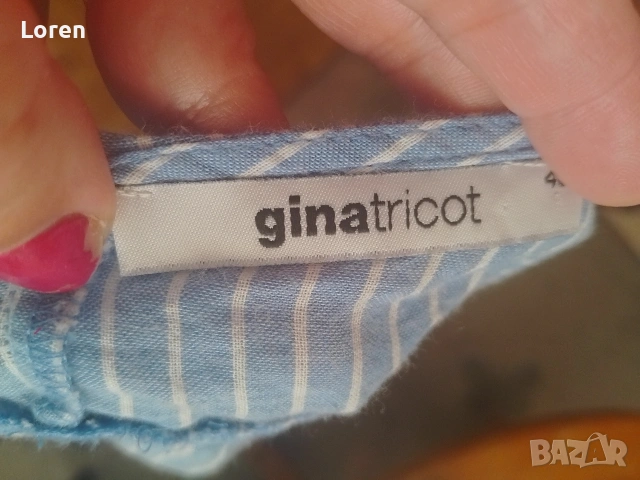 *💜💮Gina tricot*💜💮Ефирно памучно потниче на бели и сини раета, снимка 11 - Потници - 46845538
