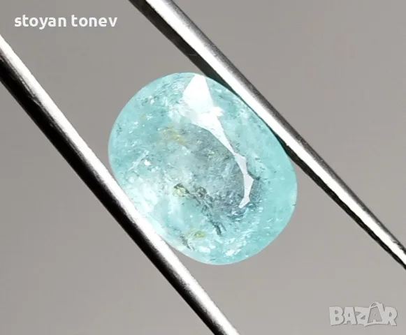 Естествен 3,20 карата Параиба турмалин (Copper Bearing) с неонов цвят и сертификат!, снимка 8 - Други - 55468847