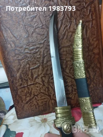 Красива голяма извита кама, кинжал на майстор Валентин Чилингиров., снимка 5 - Ножове - 55316268
