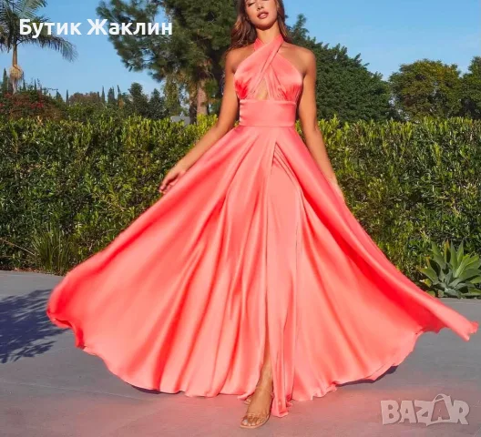 Дамска сатенена рокля , снимка 4 - Рокли - 55612065