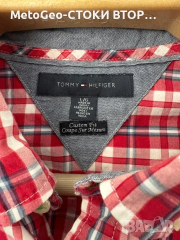 Оригинална мъжка риза Tommy Hilfiger – Custom Fit, Размер L, Каре, снимка 2 - Ризи - 54426048