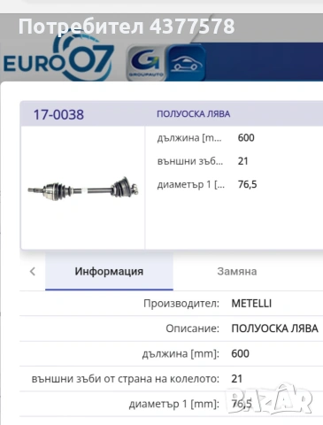 Лява полуоска за Renault Rapid, снимка 4 - Части - 55072175