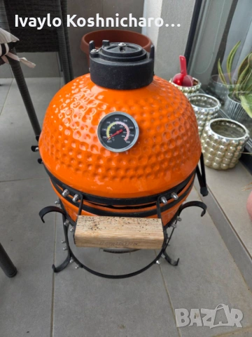 Керамично барбекю Kamado BergHOFF 33 см (13") – оранжево, снимка 3 - Барбекюта - 54780919