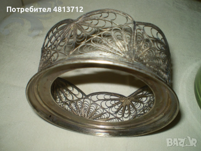 Ретро купа мелхиор филигран резидаво стъкло, снимка 3 - Колекции - 54942739