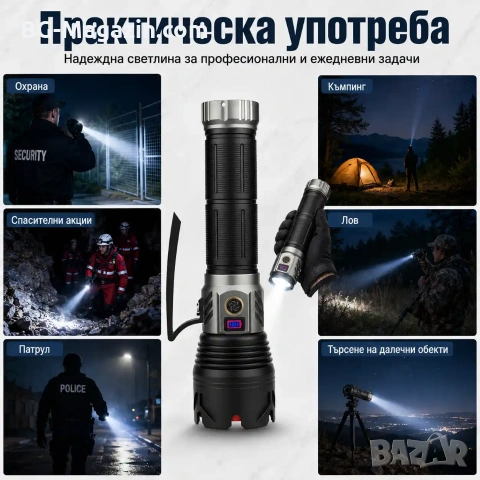 Професионален прожектор с лазерен диод COBA 60W – 2000м обхват Power Bank и димер, снимка 5 - Къмпинг осветление - 54027440